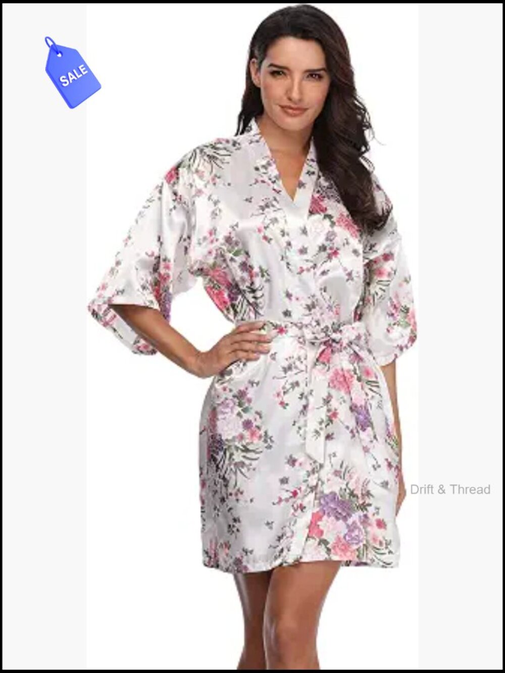Womens Satin Robe Floral Kimono Bridal Dressing Gown Sleepwear